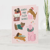 Warme en fuzzy wensen hond vakantie Kaart (Voorkant)