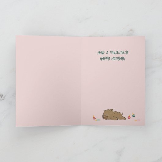 Warme en fuzzy wensen hond vakantie Kaart (Binnen)