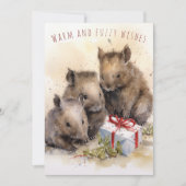 Warme en Fuzzy Wishes Wombat Kerst Kaart (Voorkant)