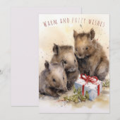 Warme en Fuzzy Wishes Wombat Kerst Kaart (Voorkant / Achterkant)