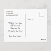 Warme en gezellige blokhut kerstgroeten briefkaart (Achterkant)