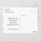 Warme en gezellige blokhut kerstgroeten briefkaart (Achterkant)