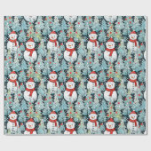 Warme en gezellige sneeuwman op een winterse kerst cadeaupapier (Vlak)