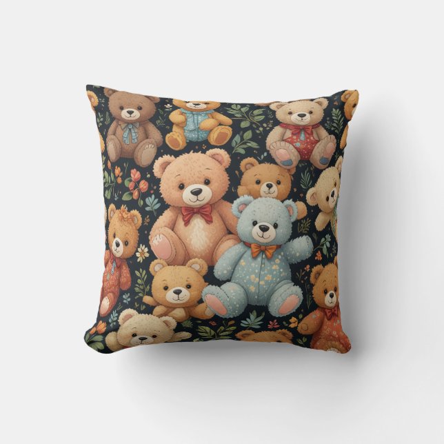 Warme en gezellige teddybeer weide kussen (Voorkant)
