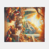 Warme en Gezellige Thanksgiving Verzamelen Fleece Deken (Voorkant (Horizontaal))