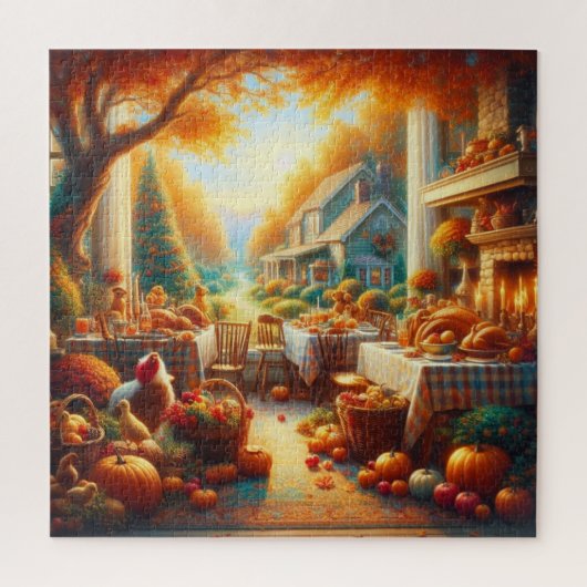 Warme en Gezellige Thanksgiving Verzamelen Legpuzzel (Verticaal)