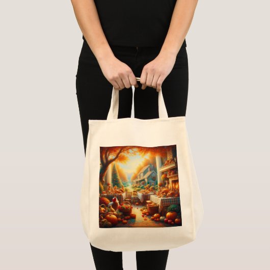 Warme en Gezellige Thanksgiving Verzamelen Tote Bag (Voorkant (product))