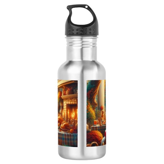 Warme en Gezellige Thanksgiving Verzamelen Waterfles (Achterkant)