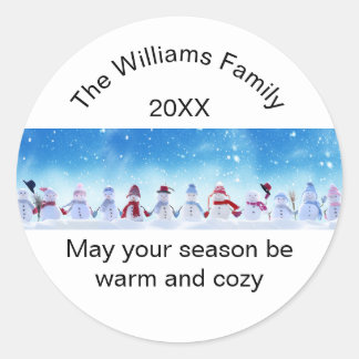 Warme en knusse sneeuwmannen - Cirkelsticker Ronde Sticker