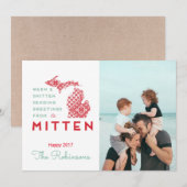 Warme en Smitten Groeten van Vuisthandschoen MI Feestdagenkaart (Voorkant / Achterkant)