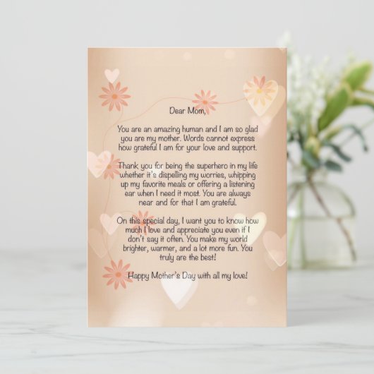 Warme en zachte Moederdagbrief Feestdagenkaart (Staand voorkant)