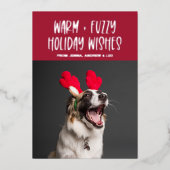 Warme En Zachte Wensen | Huisdier Rood Folie Kerst Folie Feestdagenkaart (Voorkant)