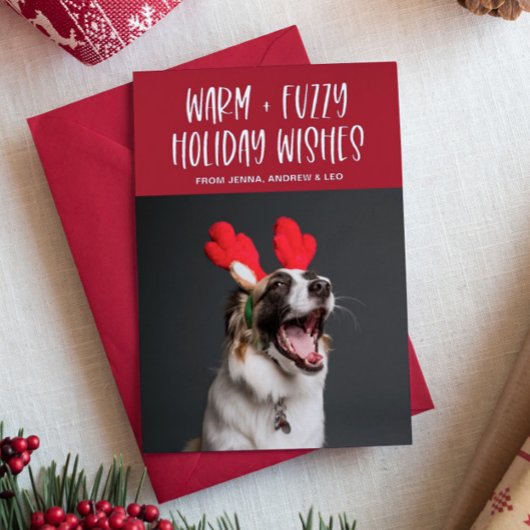 Warme En Zachte Wensen | Huisdier Rood Folie Kerst Folie Feestdagenkaart