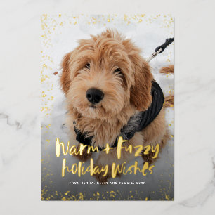 Warme en zachte wensen knuffel huisdier Kerstmis Folie Feestdagenkaart