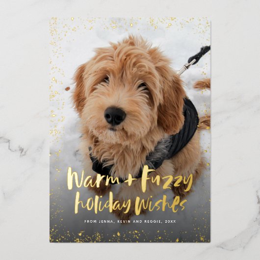 Warme en zachte wensen knuffel huisdier Kerstmis Folie Feestdagenkaart (Voorkant)