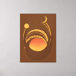 Warme Energie Zon en Maan Dualiteit Abstract Canvas Afdruk