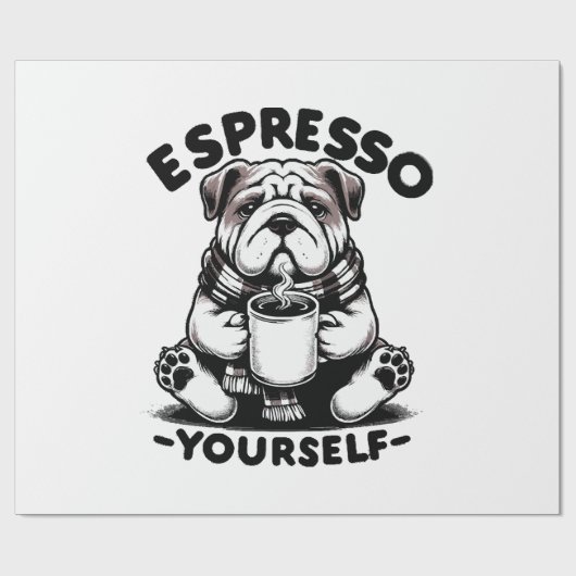 Warme Espresso Bulldog Cadeaupapier (Vlak)