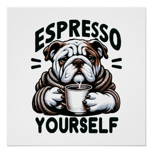 Warme Espresso Bulldog - Cozy Coffee Perfect Poster (Voorkant)