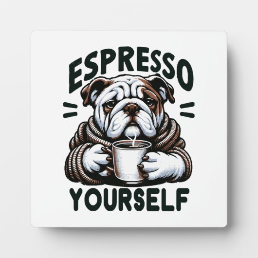 Warme Espresso Bulldog - Knus Koffie Fotoplaat (Voorkant)