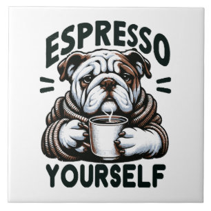 Warme Espresso Bulldog - Knus Koffie Tegeltje