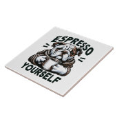 Warme Espresso Bulldog - Knus Koffie Tegeltje (Zijkant)
