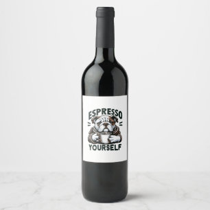 Warme Espresso Bulldog - Knus Koffie Wijn Etiket
