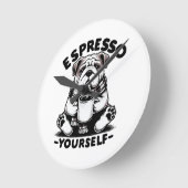 Warme Espresso Bulldog Ronde Klok (Hoek)