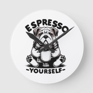 Warme Espresso Bulldog Ronde Klok