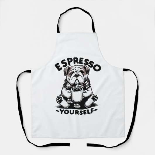 Warme Espresso Bulldog Schort (Voorkant)