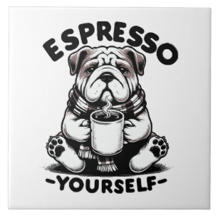 Warme Espresso Bulldog Tegeltje