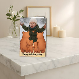 Warme Familie Beren Zonsondergang Cadeaubon Ontwer Kaart