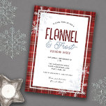 Warme flanel en vorst kerstvakantie feest kaart<br><div class="desc">Deze warme Flanel en Frost feestelijke uitnodiging beschikt over een gezellige rode flanel patroon rand geaccentueerd met sneeuwvlokken. Dit uitnodigingsontwerp kan worden gebruikt voor een vakantiebijeenkomst voor familie en vrienden of kantoor kerstfeest.</div>