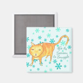 Warme Fuzzies & Winter Buien Kerstkat Magneet (Voorkant / Achterkant)