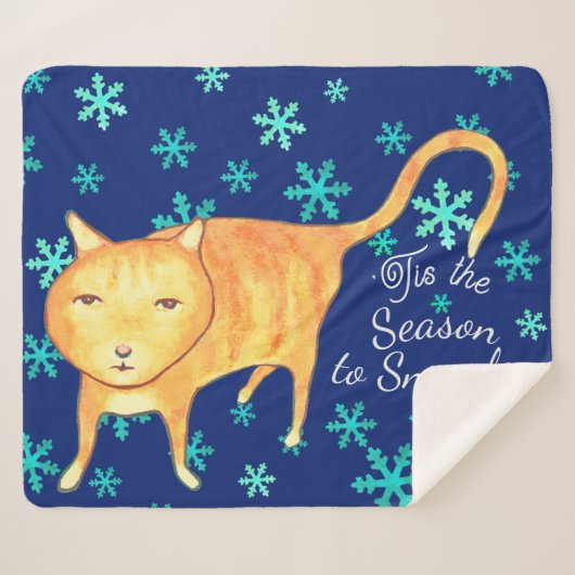 Warme Fuzzies & Winter Buien Kerstkat Sherpa Deken (Voorkant (horizontaal))