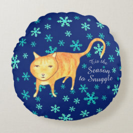 Warme Fuzzies & Winter Flurries Kerstkat Rond Kussen