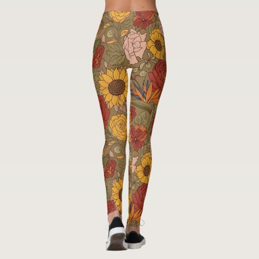 Warme gebloemde legging (Achterkant)