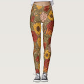 Warme gebloemde legging (Voorkant)