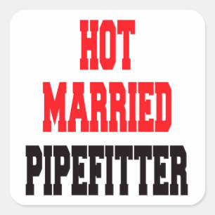 Warme gehuwde pipefitter vierkante sticker