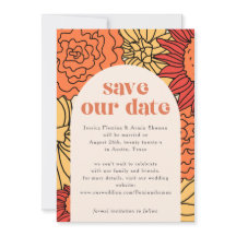 Warme gekleurde grote bloemboog save the date