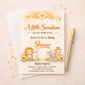 Warme Gele Jungle Safari Dieren Baby Shower Flyer