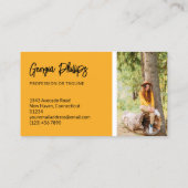 Warme gele sociale media pictogrammen QR Code Foto Visitekaartje (Achterkant)