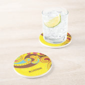 Warme & gele tinten Abstract wervelingen-Monogram Zandsteen Onderzetter (Zijkant)