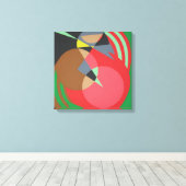 Warme geometrische abstracte canvasprint canvas afdruk (Insitu (Houten vloer))