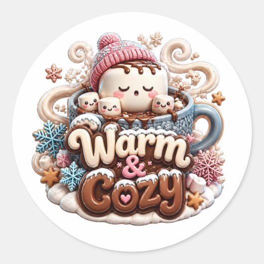 Warme & gezellige warme chocolade sticker (Voorkant)