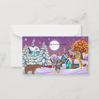 Warme gezellige wintergroetkaart elegant notitiekaartje