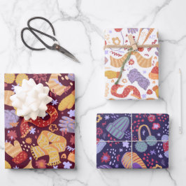 Warme gezellige winterkleding Inpakpapier Set van  Vel