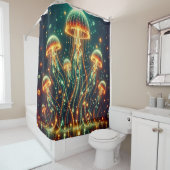 "Warme gloed: Jellyfish Radiance" Douchegordijn (In situ)