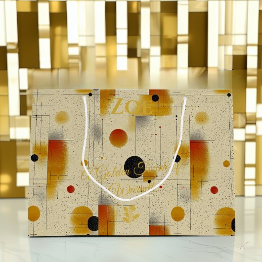 Warme Golden Touch Abstracte geometrische cadeauta Groot Cadeauzakje