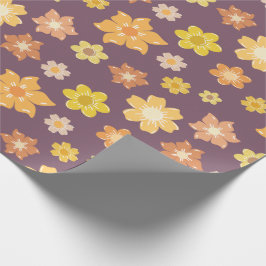 Warme Gouden Herfst Bloei Naadloze Verjaardagscade Cadeaupapier