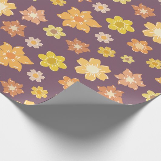 Warme Gouden Herfst Bloei Naadloze Verjaardagscade Cadeaupapier (Hoek)